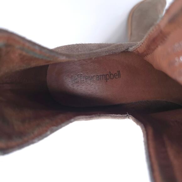 Jeffrey Campbell Cromwell Taupe Western Boho Metal Tip Stacked Block Bootie 8.5 - Picture 11 of 13